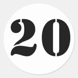 Nummer 20 Tjugo vita stencil från Janz Runt Klistermärke