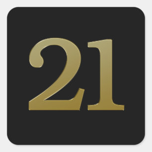 Nummer 21 Guld kvadratstreck Fyrkantigt Klistermärke