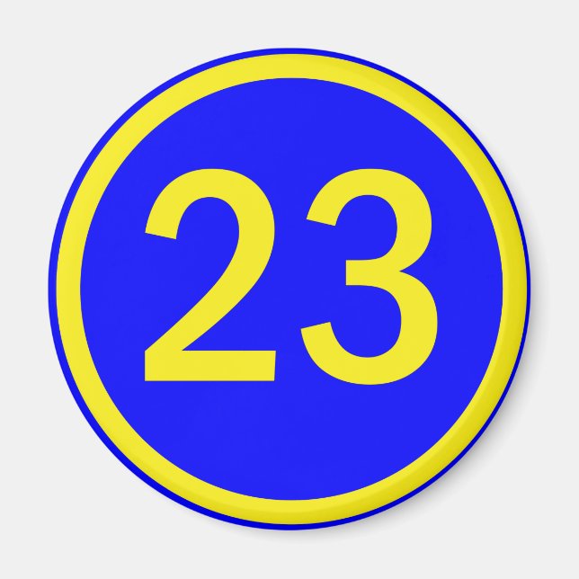 nummer 23 i en cirkel magnet (Framsidan)