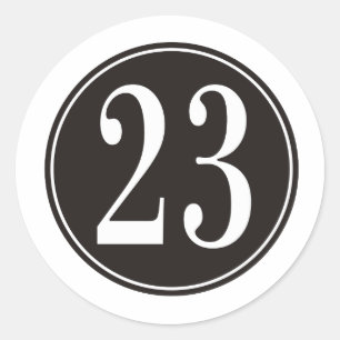Nummer 23 - Svart cirkel (framsida) Runt Klistermärke