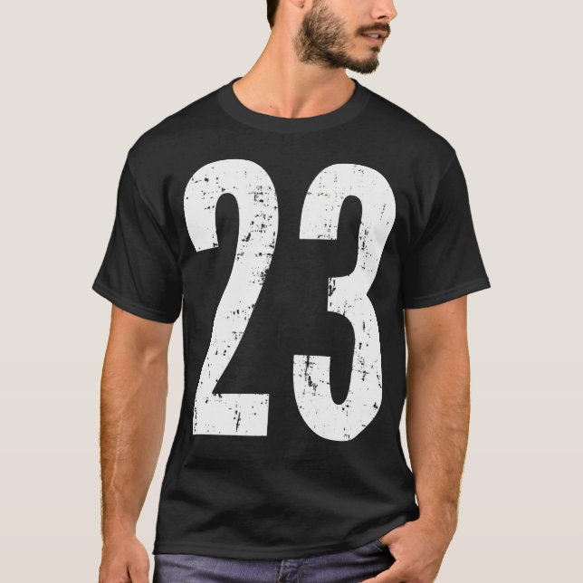 Nummer 23 Tjugotre stressade Vintagar T Shirt (Framsida)