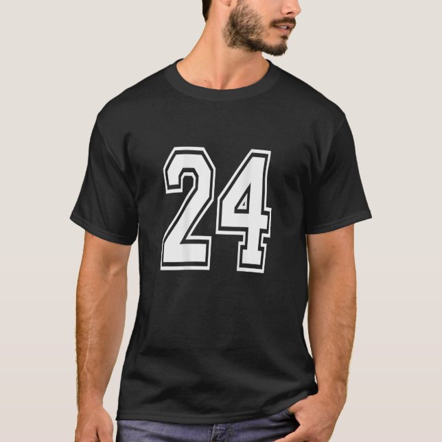 Nummer 24 sportspelarnummer BAACK av T Shirt (Framsida)