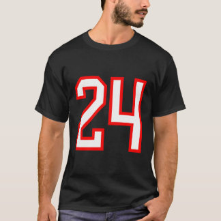 Nummer 24 White Red Sports Jersey Lucky Number 24 T Shirt