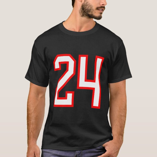 Nummer 24 White Red Sports Jersey Lucky Number 24 T Shirt (Framsida)