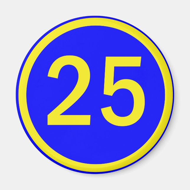 nummer 25 i en cirkel magnet (Framsidan)