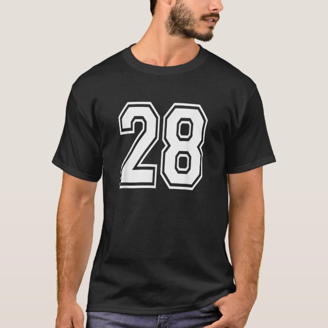 Nummer 28 - Numrerad, enhetlig idrott - Jersey Tea T Shirt (Framsida)