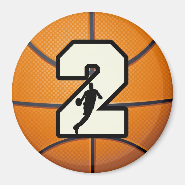 Nummer 2: Basketboll och spelare Magnet (Framsidan)
