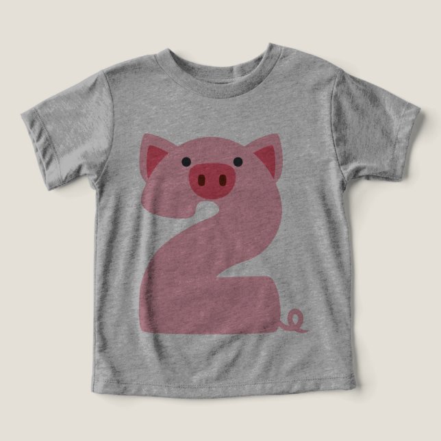 Nummer 2 Gris-djur, högst 2 år gamla pojkar T Shirt (Design Framsida)