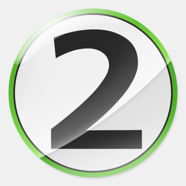 Nummer 2-grönt-dekal runt klistermärke (Framsida)