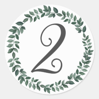 Nummer 2 Två Monogram Minimalistisk Botanisk Krans Runt Klistermärke