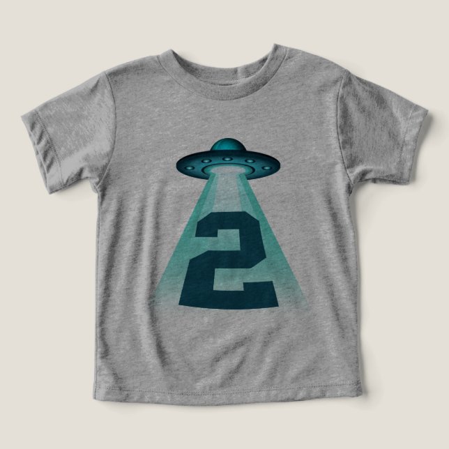 Nummer 2 UFO Alientema 2 år gamla barnpojkar T Shirt (Design Framsida)