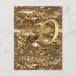 Nummer 30 30-årsjubileum Guld Typografi Vykort