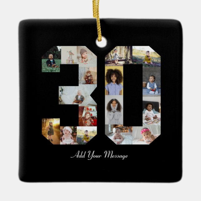 Nummer 30 Fotokollage Julgransprydnad Keramik (Framsida)