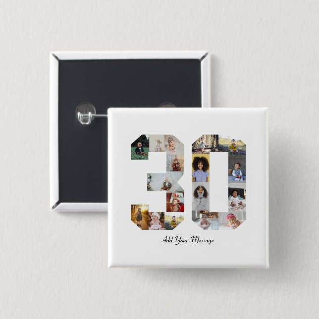 Nummer 30 Fotokollage Knapp (Framsida & baksida)