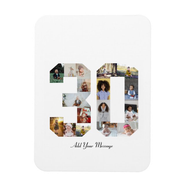 Nummer 30 Fotokollage Magnet (Vertikal)