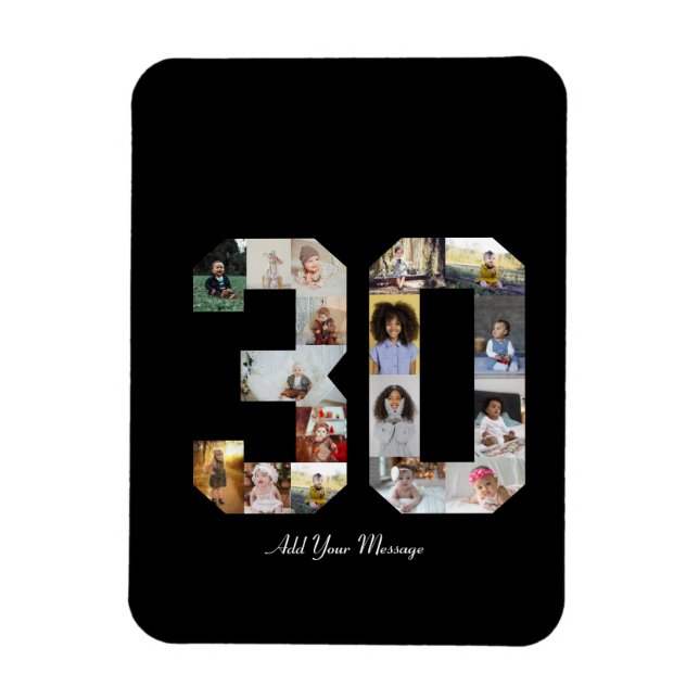 Nummer 30 Fotokollage Magnet (Vertikal)