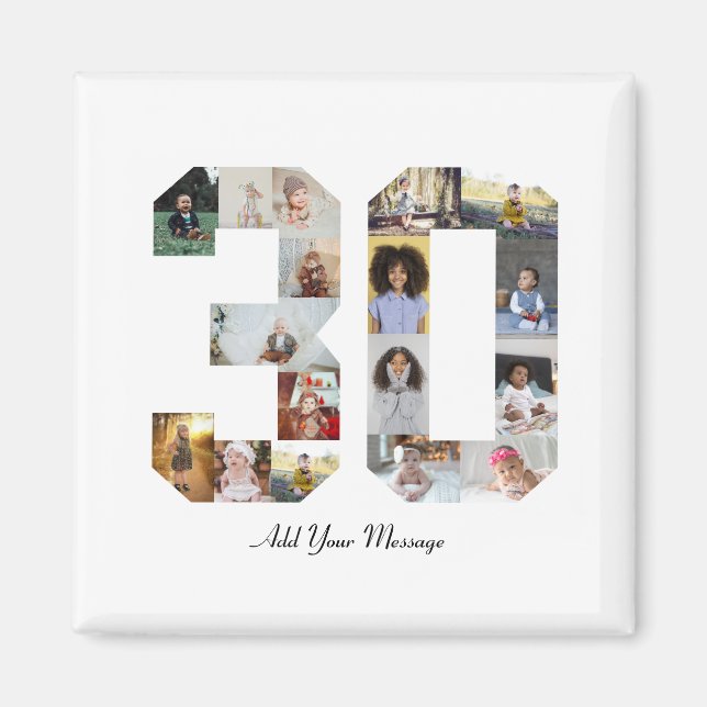 Nummer 30 Fotokollage Magnet (Framsidan)