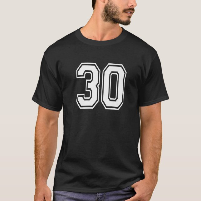Nummer 30 Numrerade enhetliga idrottsteam 30Th T Shirt (Framsida)