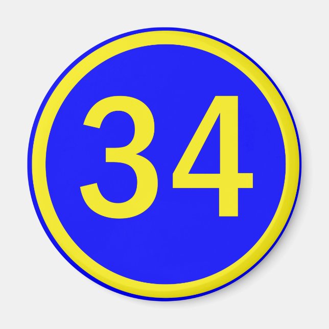 nummer 34 i en cirkel magnet (Framsidan)