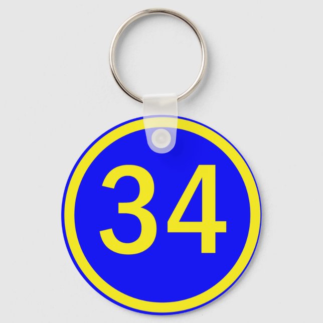 nummer 34 i en cirkel nyckelring (Framsida)