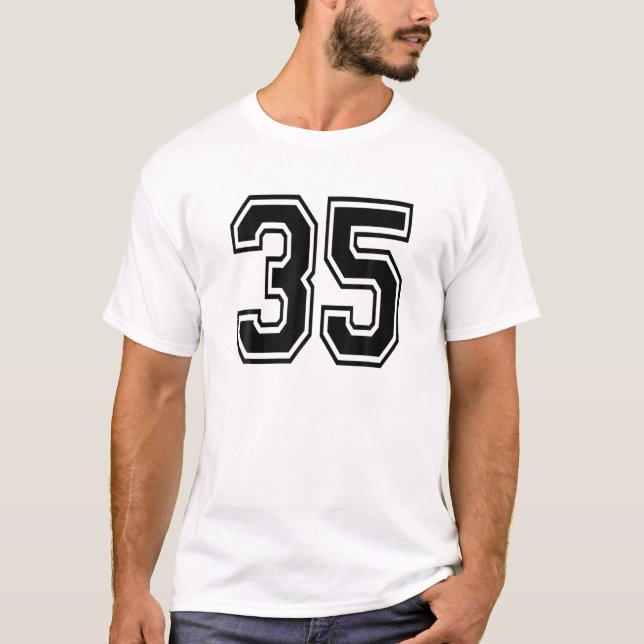 Nummer 35 Idrottsspelarens enhetliga nummer, 35e T Shirt (Framsida)
