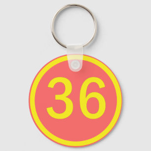 nummer 36 i en cirkel nyckelring
