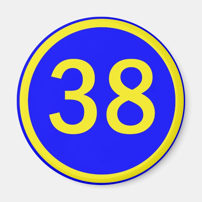 nummer 38 i en cirkel magnet (Framsidan)