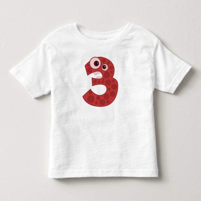 Nummer 3 Giraffe design Småbarn Tee Shirt (Framsida)