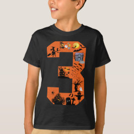 Nummer 3 Halloween konsthöjd För barn 3 år gammal T Shirt
