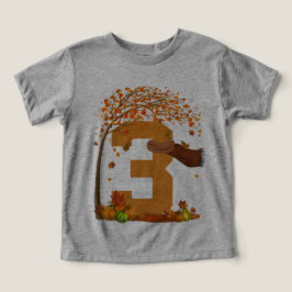 Nummer 3 Höstminskningstema 3 års gammal Thanksgiv T Shirt
