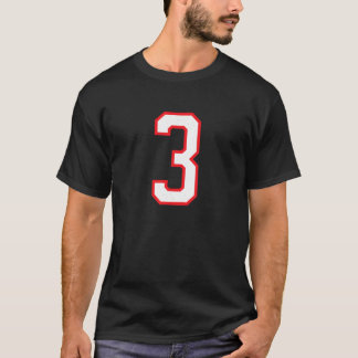 Nummer 3 tre idrottar Jersey White Red Birthday Nu T Shirt