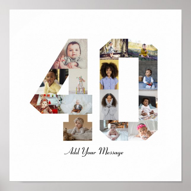 Nummer 40 Fotocollage Poster (Framsidan)