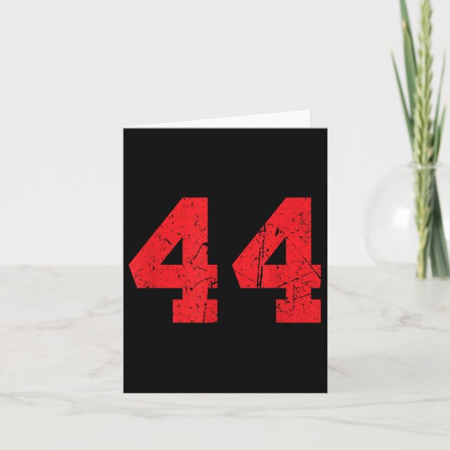 Nummer #44 Sport Röd Distressed Nummer  Kort (Framsida)