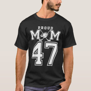 Nummer 47 Anpassningsbar Proud Hockey Mamma Person T Shirt