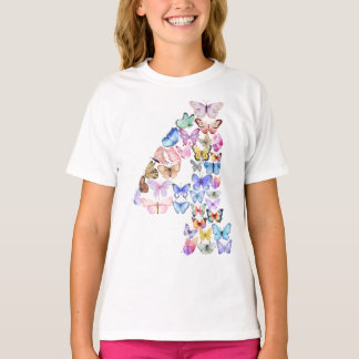 Nummer 4 Butterflies-tema 4 år gamla barn T Shirt