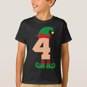 Nummer 4 Elf Chrismas-tema 4 år gamla pojkar barn T Shirt