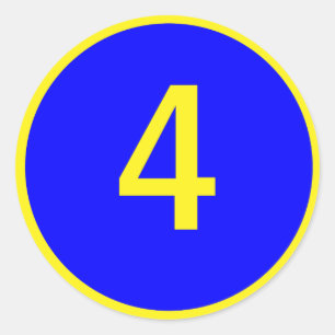 nummer 4 i en cirkel runt klistermärke