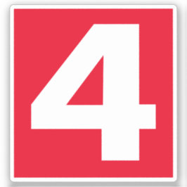 Nummer 4 röd och vit etikett