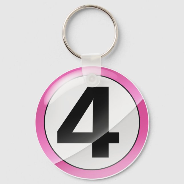 Nummer 4 rosa Nyckelring (Framsida)