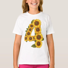 Nummer 4 Solblommor Tema 4 Åldersflickor T Shirt