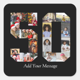 Nummer 50 Fotocollage Fyrkantigt Klistermärke