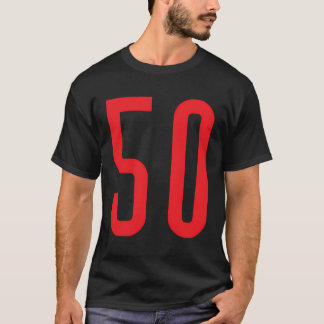 Nummer 50 Röd Sportfantast Jersey-nummer T Shirt