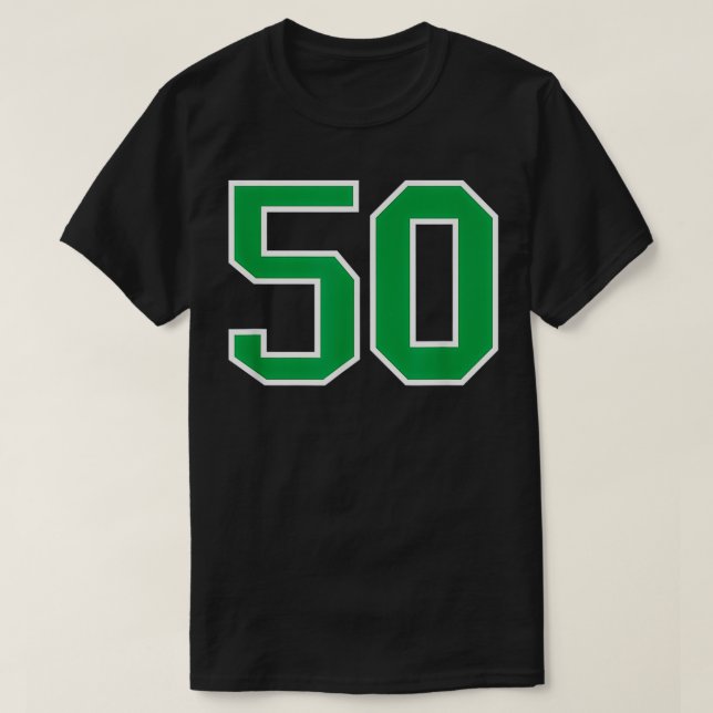 Nummer #50 Sports Jersey Grönt White Lucky Number T Shirt (Design framsida)