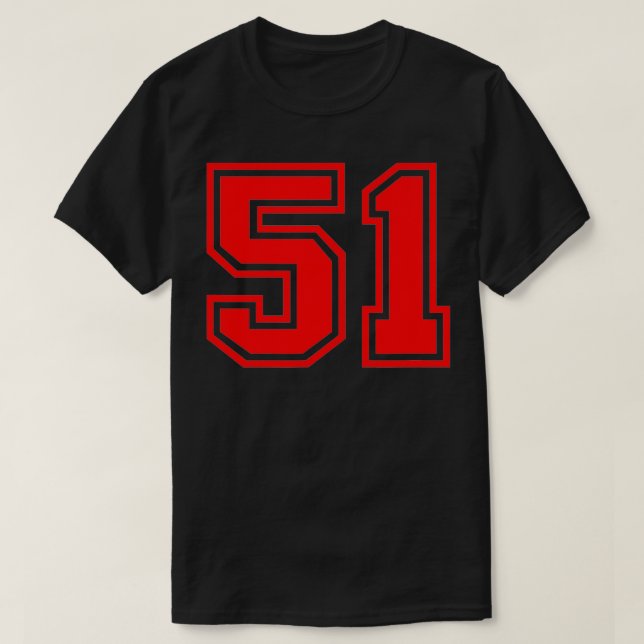 Nummer #51 Iports Uniform Red Fläkt Idrottsman Jer T Shirt (Design framsida)