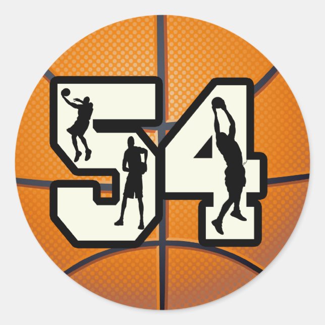 Nummer 54 basketboll runt klistermärke (Framsida)