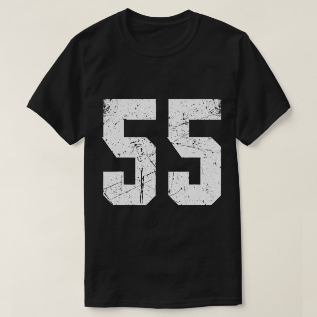 Nummer #55 Sport Jersey Birthday Age Lucky No. Whi T Shirt (Design framsida)