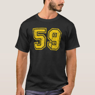 Nummer 59 Gult för Idrottsmannen Jersey Uniform Fl T Shirt