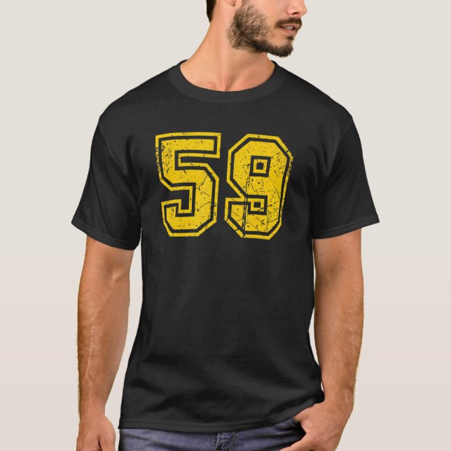 Nummer 59 Gult för Idrottsmannen Jersey Uniform Fl T Shirt (Framsida)