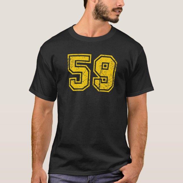 Nummer 59 Gult för Idrottsmannen Jersey Uniform Fl T Shirt (Framsida)