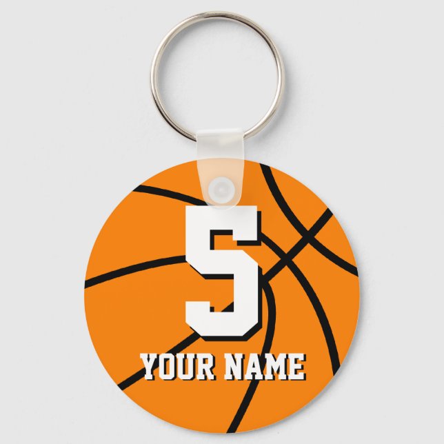 Nummer 5-basketnyckelkedjor | Anpassningsbar Nyckelring (Framsida)